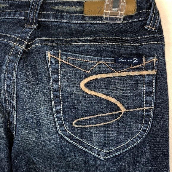 Euc-7 Seven Vintage Low Rise Distressed Five Pockets Zip Fly Cropped Jeans 27 - Picture 3 of 5